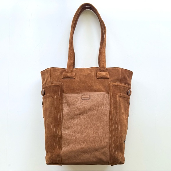 Hammitt Otis Tote Bag in Mahogany Brushed Suede w/ Leather Trim - Picture 2 of 16